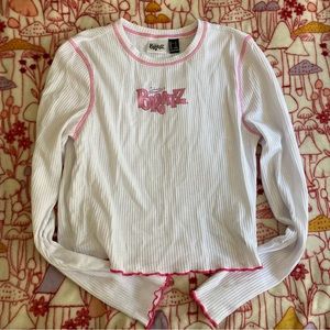 Bratz x Forever 21 Cropped White Long Sleeve Size L